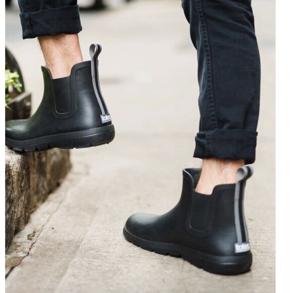 NEW Totes Men's 12 Black Chelsea Ankle Rain Boots with Everywear Technology - Picture 12 of 13